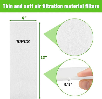 Air Vent Filters, Pack 10 Floor Vent Register Filters - 4"x12" White, Air Register Vent Filters for Home,Trap Debris in Ventilation System