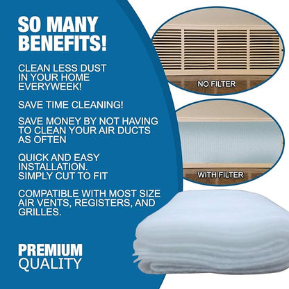 NORTHWEST ENTERPRISES Vent Filters Media Roll, 25ft x 12in x 1/8in Cut to Fit Vent Filters for Home and Business. Electrostatic Air Filter Media Roll for HVAC, AC & Heating, RV's, Mobile Homes & More.