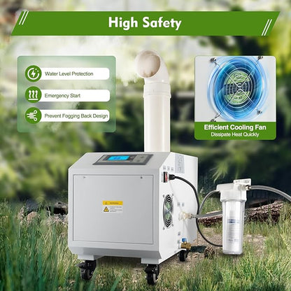 Ultrasonic Industrial Agricultural Humidifer Commercial Humidifier for Plants Large Volume (3kg/H) Automatic Ultrasonic Mist Maker 160M³/H Airflow for Warehouse Greenhouse Garden