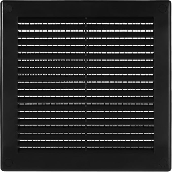 Vent Systems 6" x 6" (Opening Dimensions) - Pack of 2 - Black Plastic Soffit Vent Cover - Durable Flat Square Air Vent Grille with Mesh Screen - Ventilation Grill Wall & Ceiling Indoor & Outdoor