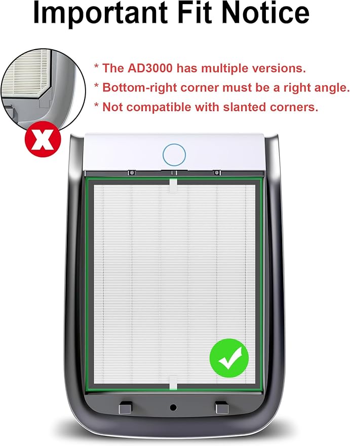 3000 Replacement Filters Compatible with Air Doctor 3000 & 3000M Air Purifiers, Includes 1 High-Efficiency Filter, 2 Carbon Filters, 4 Pre-Filters, Comparable to ADF3001, ADF3002, ADF3003