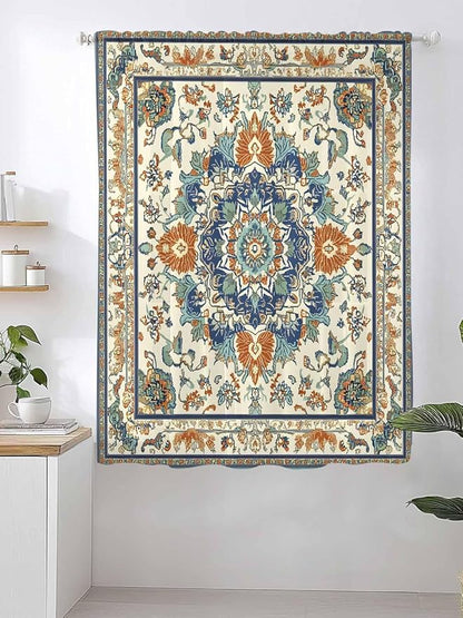 Sheer Curtains 72 Inches Long, Southwest Farmhouse Semi Sheer Curtains Light Filtering Window Treatment, Orange Blue Desert Bohemian Privacy Voile Drapes for Living Room Bedroom 52x72 Inch