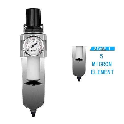 NANPU Industrial Grade Heavy Duty Particulate Filter & Air Regulator, Metal Bowl, Suitable for Paint Spray (3/4" NPT, Manual Drain)