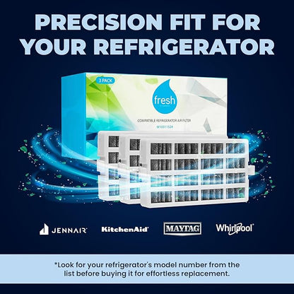 Mist Fresh W10311524 Refrigerator Air Filter Replacement for Whirlpool, W10311524, AIR1, Maytag, Kitchenaid, and Jenn-Air, FreshFlow (3 Pack)