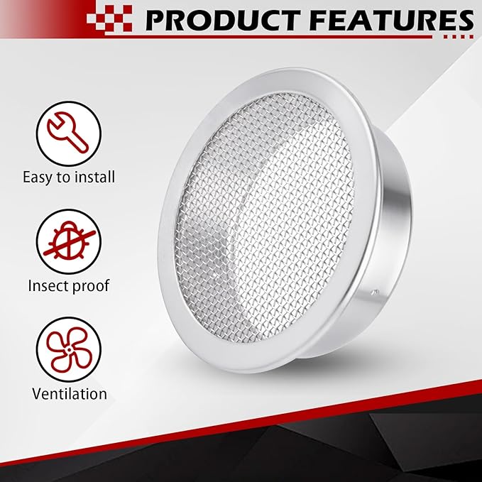 2-Inch Round Open Screen Vent, Mill Finish, 12 Pack