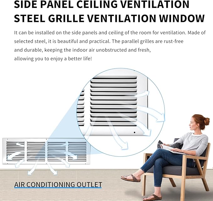 24x8 Return Air Grille(Duct Opening Size),Air Return Vent Cover,Flat Vent Cover,Rejillas De Aire Acondicionado para Casa,Return Air Grilles,Outer Dimensions:25.75"Wx9.75"H(24"W x 8"H, Duct Opening)