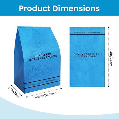 20 Pack Wet Dry Vac Filter Bags for Stinger 2.5-5 Gallon Vacuums, for MultiFit VF2000, for WORKSHOP WS01025F, for Craftsman 9-38737, for Husky, for Bucket Head, and for Bauer 3 Gallon Shop Vacs