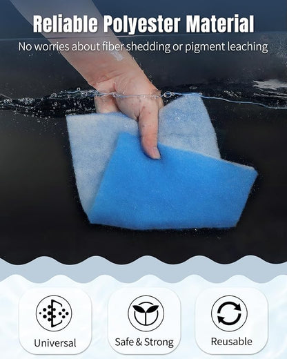 Pawfly Aquarium Filter Floss Roll, 120 x 20 x 0.2 Inch Cuttable Aquarium Filter Pad, Blue and White Aquarium Filter Media Roll for Freshwater Saltwater Fish Tanks & Small Ponds