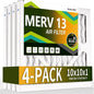 10x10x1 Air Filter MERV 13 (4-Pack), HVAC/Furnace AC Filter Replacement, Dust Defense–Comparable with MPR 1500-1900 & FPR 10 (Actual 7.75x7.75x0.75)