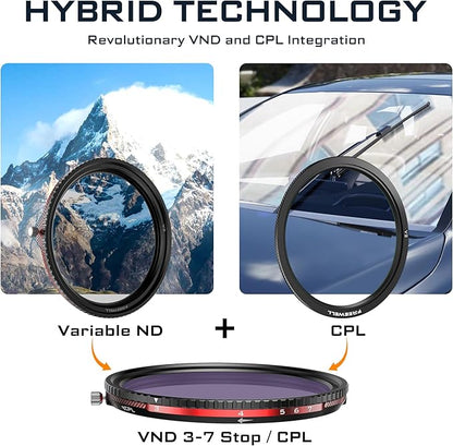 Freewell 82mm V2 Magnetic Hybrid VND/CPL 3-7 Stops Filter - Premium Quality Adjustable VND and CPL Filter Futureproof