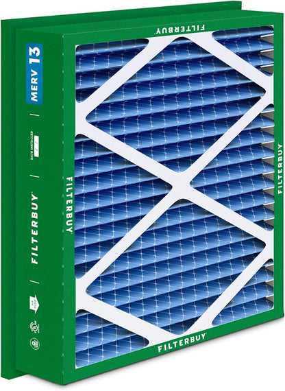 Filterbuy 20x20x5 Air Filter MERV 13 Optimal Smoke & Allergy Defense (1-Pack), Electrostatic Pleated HVAC AC Furnace Filters for Honeywell Return Grille FC40R1003 (Actual Size: 18.38 x 18.38 x 3.69)