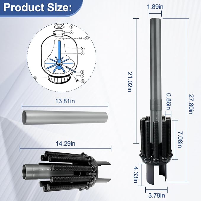 SX244DA Lateral Assembly with Center Pipe for Hayward Pro Series Sand Filters S244T, Pool Filter Lateral Compatible with Hayward Sand Filter Models S244TC, S270T, S270T2