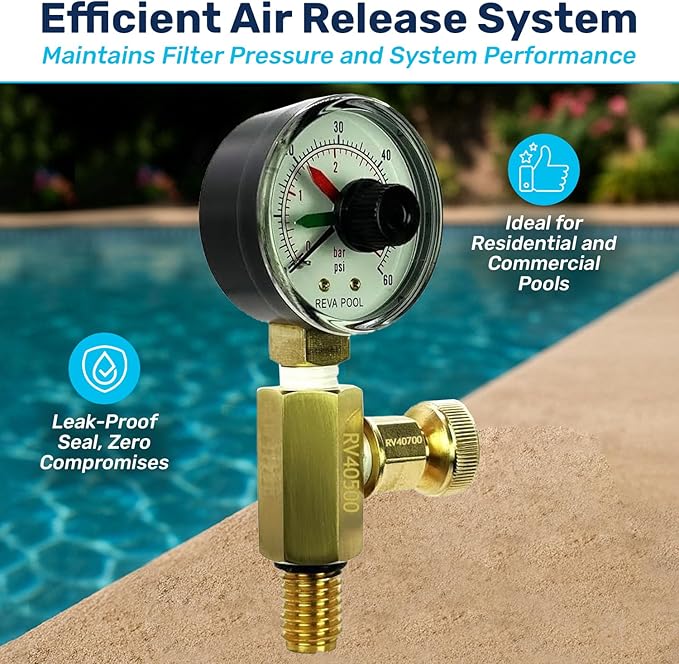 RV40500 Air Gauge Release Valve Assembly | Compatible Replacement for Zodiac Jandy CV, CL, DEV, DEL, JS Series Filters | Replaces R0357200 | Essential Pool Maintenance Accessory
