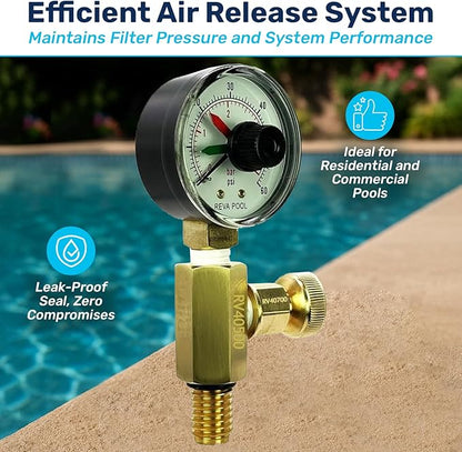 RV40500 Air Gauge Release Valve Assembly | Compatible Replacement for Zodiac Jandy CV, CL, DEV, DEL, JS Series Filters | Replaces R0357200 | Essential Pool Maintenance Accessory