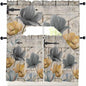 Vintage Tulip Swag Kitchen Curtains Valance and Tier Set, Farmhouse Retro Blue Yellow Grey Flower Barn Door Light-Filtering Swag Valance 36 Inch Length, Rod Pocket Short Curtain for Bedroom Cafe