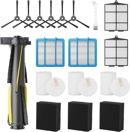 Leemone 18 Pcs Replacement Parts for Shark Navigator AV2110S AV2120 RV2120AE RV2110 Robot Vacuum, 1 Main Brush, 2 Pre Filters, 2 HEPA Filters, 6 Side Brushes, 3 Foam & Felt Filters, 3 Base Filters