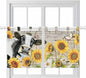 Yellow Sunflowers Kitchen Curtains 36 Inch Length, Small Window Curtains Tab Top, Farmhouse Cow Barn Doors Floral Butterfly Light Filtering Short Window Treatments Tier Drapes 27.5"x36" 2 Panel