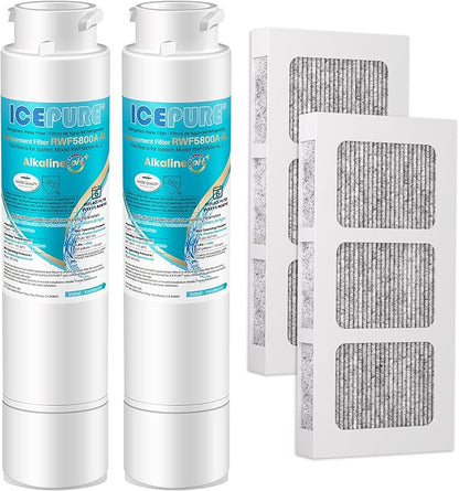 ICEPURE Alkaline RWF5800A-AL Refrigerator Water Filter and Air Filter Replacement for Frigidaire EPTWFU01, EWF02, Pure Source Ultra II, PureSource Ultra 2, BO022, MR022, SCWFTCTO, Enhances PH, 2Combo