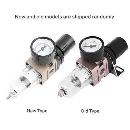 Air Compressor Filter Regulator Combo, AW2000 02 Water Oil Separator with Pressure Gauge, Pneumatic Filter Regulator Air Treatment Unit W Pressure Gauge