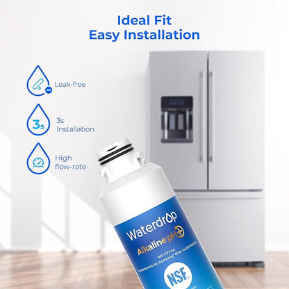 Waterdrop Alkaline DA29-00020B Replacement for Samsung® Water Filter HAF-CIN/EXP, HAF-CIN, DA29-00020B-1, DA97-08006A-1, RF28HMEDBSR, RF263BEAESR, RS25J500DSR, RF263TEAESG, 2 Filters