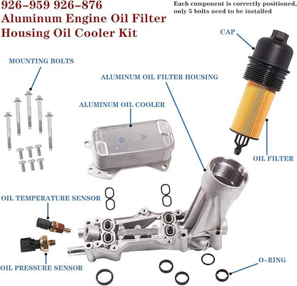 926-959 68105583AF for Dodge Charger Challenger Aluminum Engine Oil Filter Housing 3.6L&MS97204 Chrysler 200 300,Durango Grand Caravan Jeep Cherokee，Wrangler,Ram 1500 2011 2012 2013 2014-2023 926-876