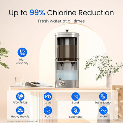 Waterdrop 1.5 Gallon Countertop Water Filtration System, NSF/ANSI 42&372 Certified Black Carbon Elements, Reduce Lead and Up to 99% Chlorine, for Home, Travel, Camping, Off-Grid