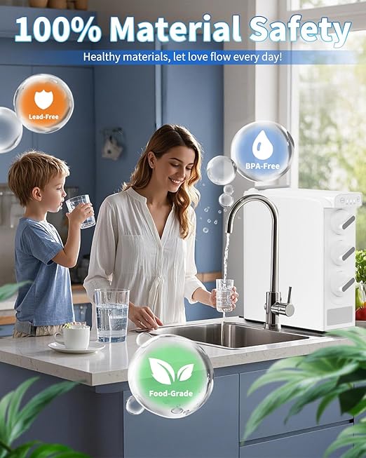 Reverse Osmosis System, Dual RO Water Filter, 800 GPD Fast Flow, 3:1 Pure to Drain, Tankless Under Sink RO System, Reduce PFAS & TDS, Smart LED Faucet