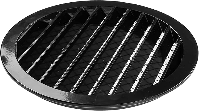 Repa Market 10" Inch Aluminum Black Soffit Air Vent Cover - Louvered Round Gable Vent with Mesh Screen - Exhaust/Intake Ventilation Grill for House, Attic, Bathroom - Outdoor Metal Duct Grate