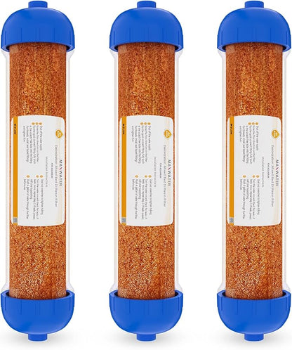(3 Pack) Mixed Bed Ion Exchange Aquarium Filter Resin 0 PPM RO DI Refillable Housing, Compatible with 10" Aquarium Reverse Osmosis Water Filtration Systems, for High TDS in Water