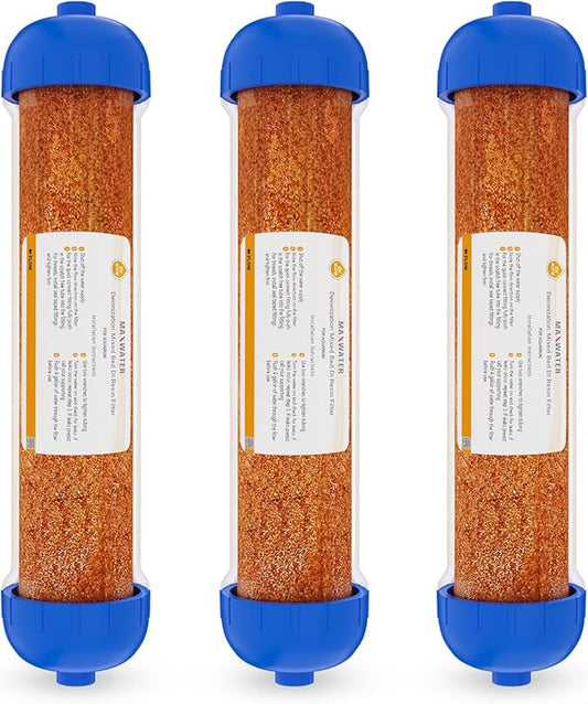 (3 Pack) Mixed Bed Ion Exchange Aquarium Filter Resin 0 PPM RO DI Refillable Housing, Compatible with 10" Aquarium Reverse Osmosis Water Filtration Systems, for High TDS in Water