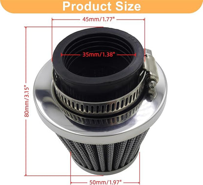 Semimo 35mm Air Filter – OEM Replacement Universal Cone Cleaner for 50cc–125cc ATV Quad Dirt Pit Bike Go Kart Scooter Moped | High Flow Washable Clamp-On Intake