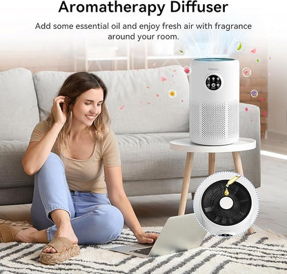 Air Purifiers for Home Pets Large Room Up to 1360 Ft², Tailulu D10 HEPA Air Purifiers for Bedroom with 15dB Sleep Mode, Air Filter for Pet Dander Smoke Odor Dust Pollen with Timer Fragrance Sponge