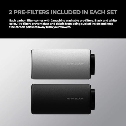 TerraBloom 10" Grow Ventilation Combo - 10" EC Fan and 10"x24" Premium Activated Air Carbon Filter For Large Grow Spaces