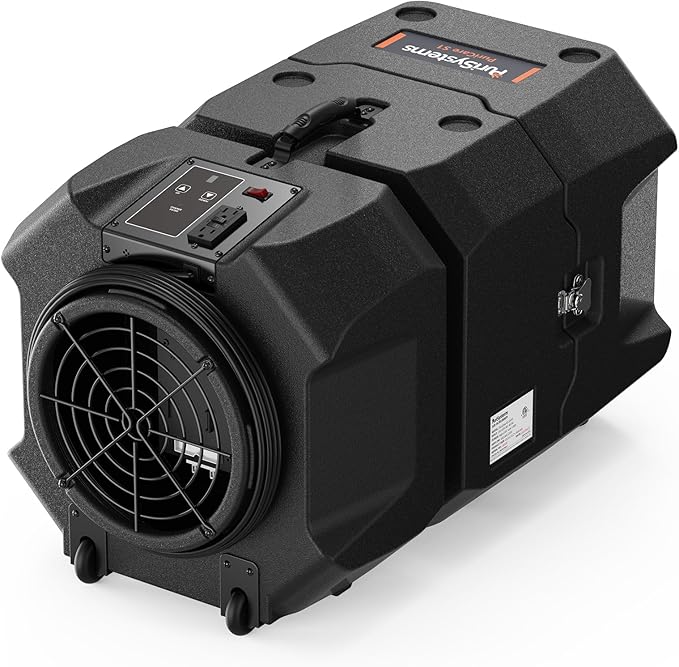 PURISYSTEMS 900 CFM Air Scrubber Commercial, Portable Industrial Air Purifier with HEPA/Activated Carbon Filter, 5-Speed, Stackable, GFCI Outlet, Negative Air Machine