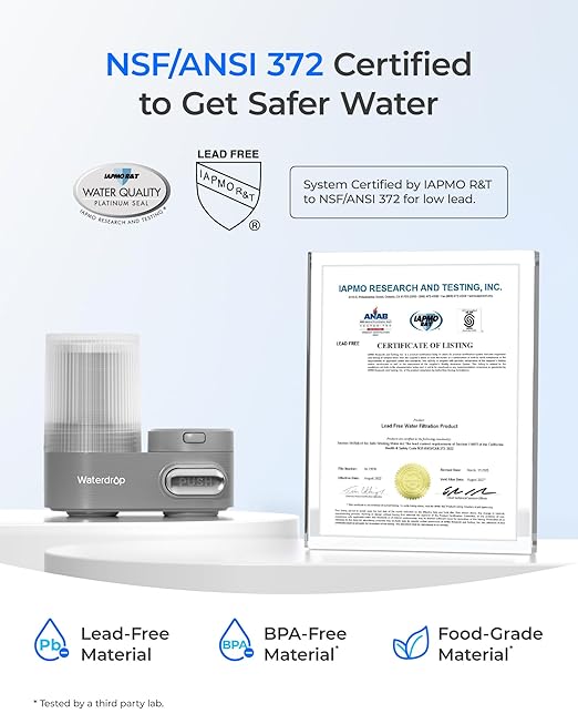 Waterdrop Water Filter for Sink Faucet, Visible Filter Housing, 320-Gallon Long Life, Faucet Mount Water Purifier, Water Filter for Kitchen Sink, NSF Certified, Reduces 98% Chlorine, 1 Filter
