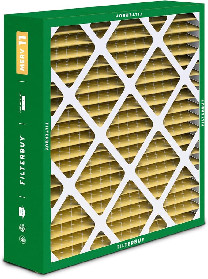Filterbuy 17.5x21x5 Air Filter MERV 11 Superior Pet & Allergy Defense (2-Pack), Electrostatic Pleated HVAC AC Furnace Filters for Rheem, Ruud, and Protech (Actual Size: 17.13 x 20.63 x 4.38)