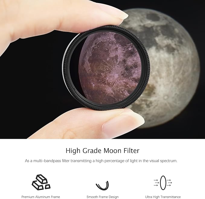 Astromania Telescope Moon Filter 1.25 Inch, Moon Skyglow Filter Reduces Moon Glare & Enhances Lunar Crater Detail, Eyepiece Accessory for Astronomy Beginner, Work with Telescope Accepts 1.25" Eyepiece