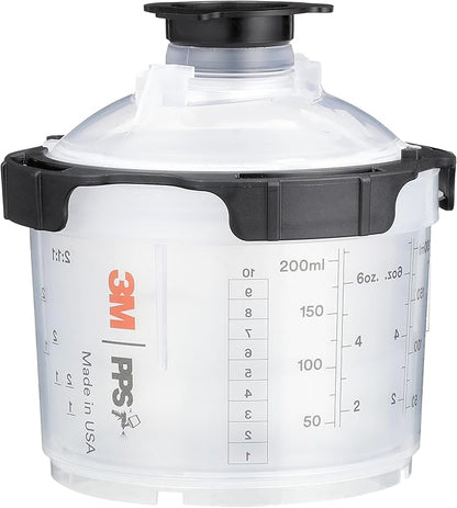 3M PPS 2.0 Spray Gun Cup, Lids and Liners Kit, 26114, Mini, 6 Ounces, 200-Micron Filter, Use for Cars, Furniture, House and More, 1 Paint Cup, 50 Disposable Lids and Liners, 32 Sealing Plugs, White
