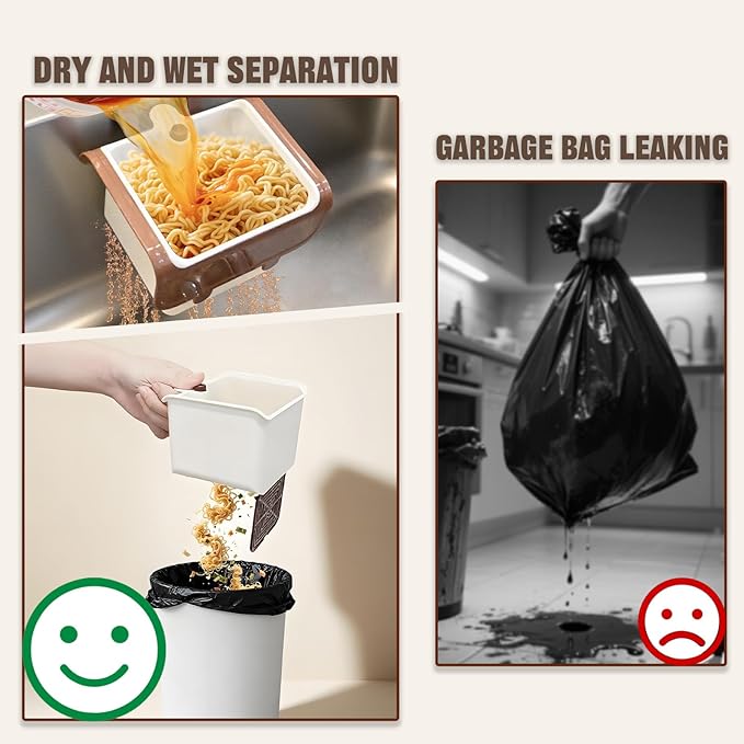 Kitchen Food Waste Catcher for Sink Faucet Hanging, Multi-purpose Kitchen Sink Strainer Basket with Self-Cleaning Press to Open Dumping Design, The Food Trash Leftovers Basket Catcher (Khaki)