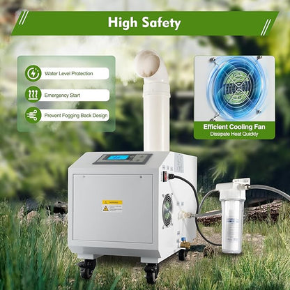 300W Agricultural Ultrasonic Humidifier, Automatic Ultrasonic Industrial Atomizer Air Humidifier Sprayer with Humidity Sensor & Water Filter, Agricultural Atomizer Cooler, 160m³/h, 2.64Gal