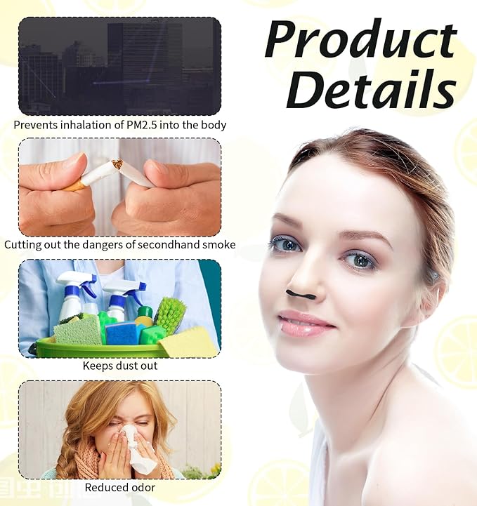 100Pcs Nasal Filters, Nose Plugs for Dust, Disposable Soft Sponge Nostril Filters for Allergies, Construction & Outdoor Activities, Black