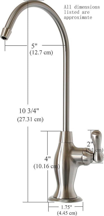 Metpure Non-airgap NSF Certified RO Faucet Reverse Osmosis Drinking Water Filtration System Water Dispenser Spout (Antique Brass). Vase Style with Faucet Wrench