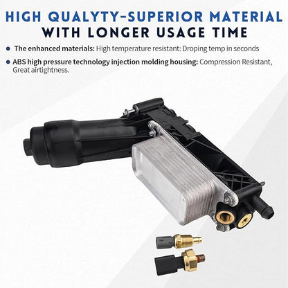 5184294AE Engine Oil Filter Housing Kit with 3.6 Oil Cooler Adapter Assembly for 2011 2012 2013 Chrysler 200 300 town&country Dodge Charger Grand Caravan Challenger Journey Jeep Cherokee Wrangler RAM