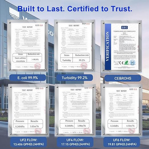 0.01 Micron Whole House Water Filter System, Ultrafiltration Water Filtration System with 3-5 Year Lifespan for Well & City Water (8.81GPM / 52,834 GL) - UF4