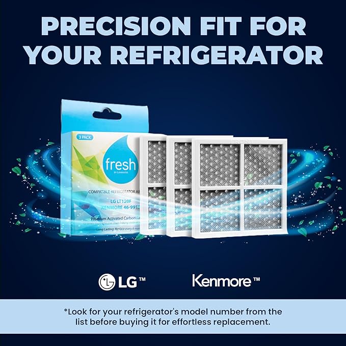 Mist Fresh Refrigerator Air Filter Replacement for L120F, LG ThinQ Fresh Air Filter, Kenmore Elite 469918, 6 Month Replacement