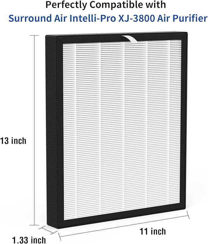 2 Pack XJ-3800 Replacement Filter Compatible with Surround Air Intelli-Pro/Air Shield/Newport 9000/XJ-3800 Series Purifier