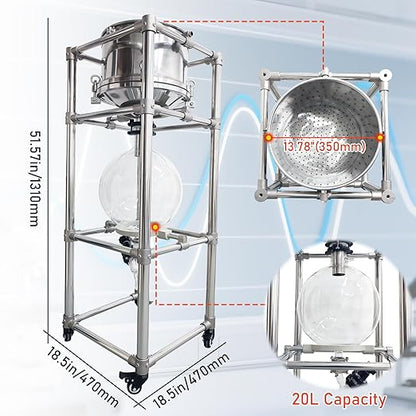 INTSUPERMAI 20L Buchner Funnel Filtering Kit, with 20L Vacuum Flask, Stainless Steel Frame, Negative Pressure Filtration, Split Design, Lab Vacuum Suction Filter for Liquid-Liquid Extraction