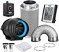 iPower GLFANXEXPSET6D25CHUMD 6 Inch 294 CFM Inline Filter 25 Feet Ducting with Fan Speed Controller and Temperature Humidity Monitor and Grow Tent Ventilation, Kits, Black