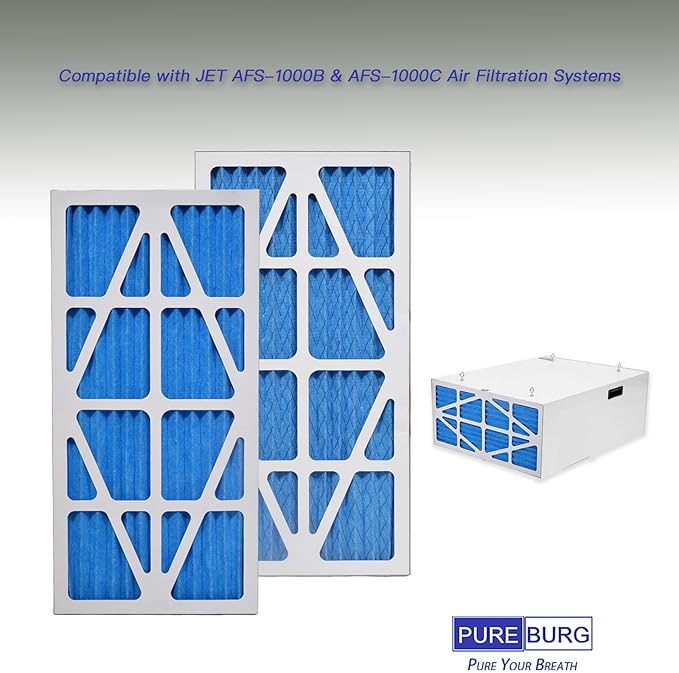 PUREBURG AFS-1B-OF JT9-708731 Replacement Electrostatic Outer Air Filter Compatible with JET AFS-1000B & AFS-1000C Air Filtration Systems,6-Pack