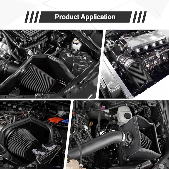Universal Clamp On Air Intake Filter fits 3 In /3.5 In /4 In Three Different Size, Cone Air Intake Filter（Black）